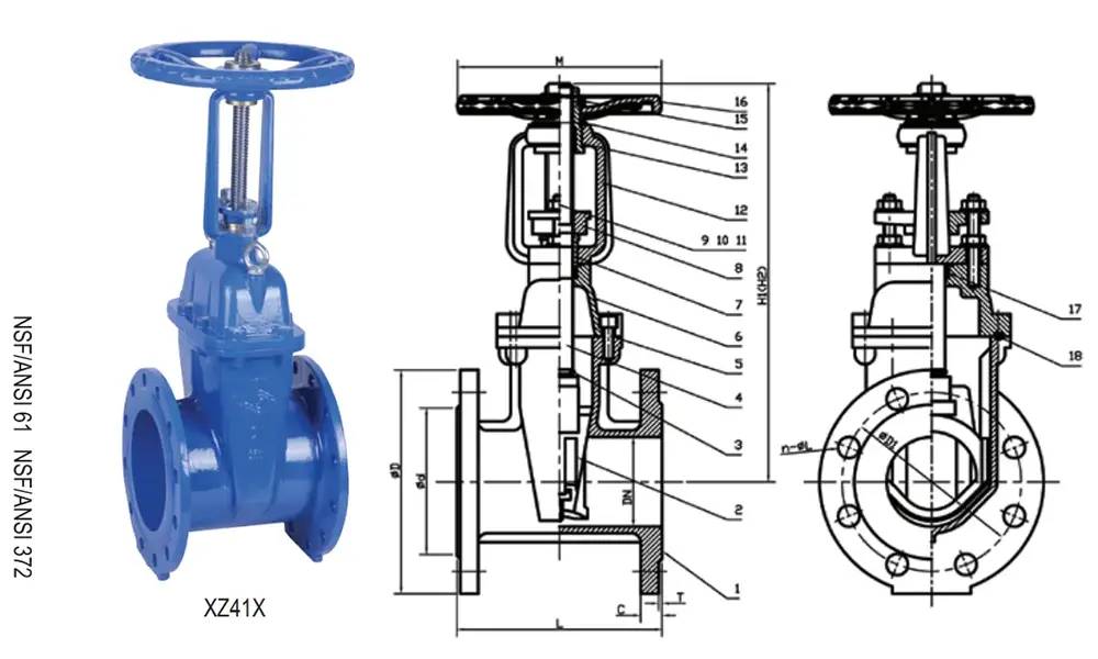 DIN F4 Flanged Resilient OS&Y Gate Valve