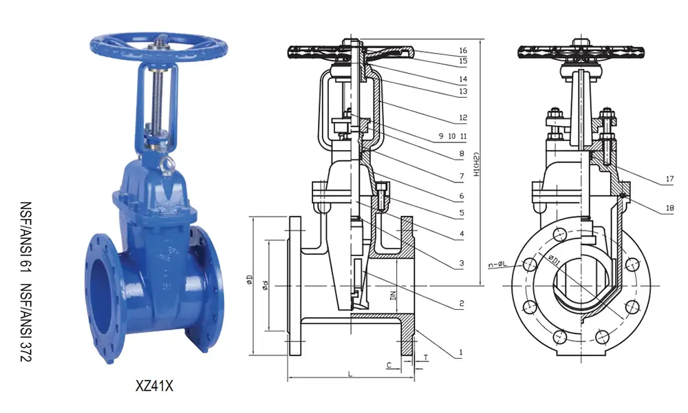 BS 5163 Flanged Resilient OS&Y Gate Valve